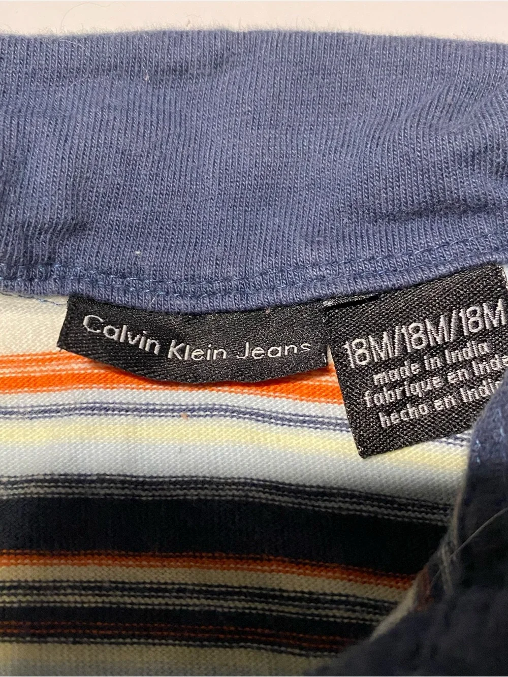 Striped (Calvin Klein Jeans) Polo Shirt - Navy & Light Blue - Kids 18M
